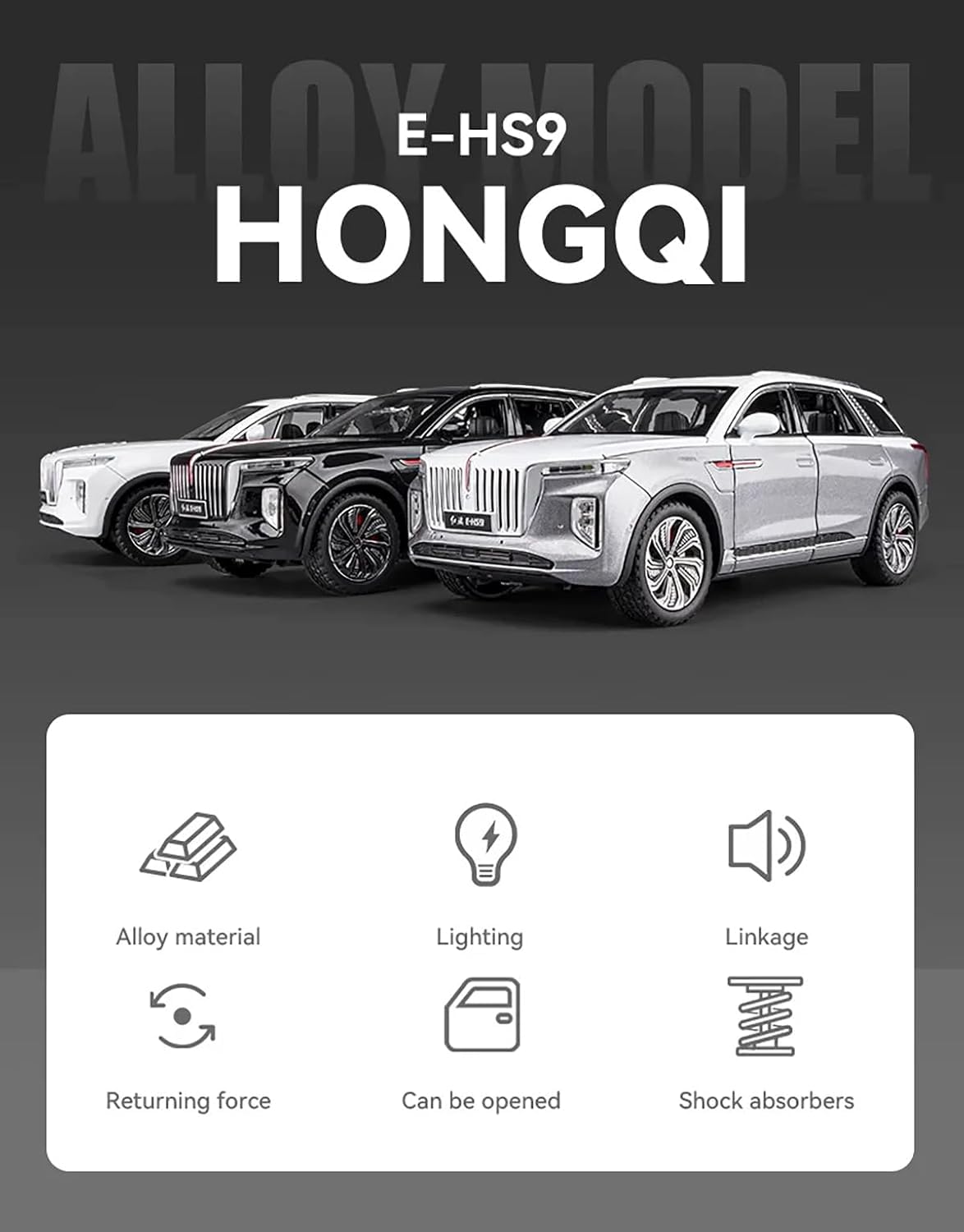 Hongqi E-HS9 luxury SUV 1:24 Diecast Scale Model Car