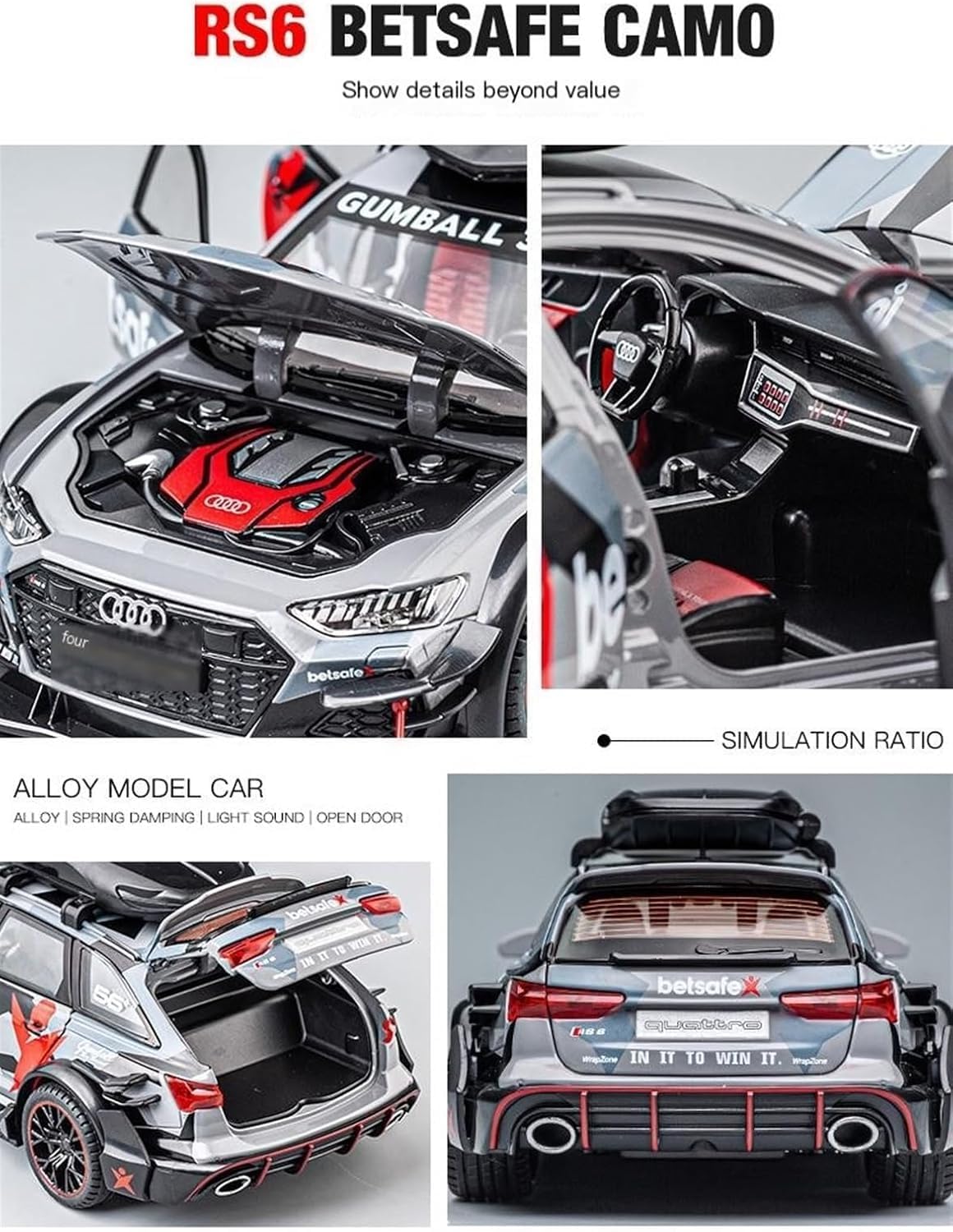 Audi Rs6 Militery 1:24 Diecast Scale Model Car
