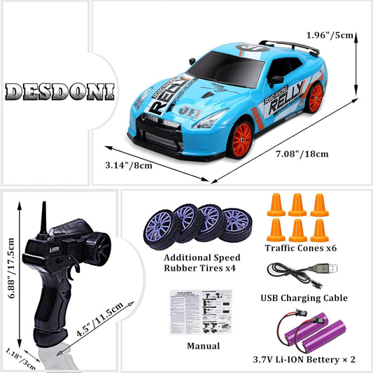 Amewi 1:24 Scale Drift Sport Car Blue Edition with Remote & Drift Accessories