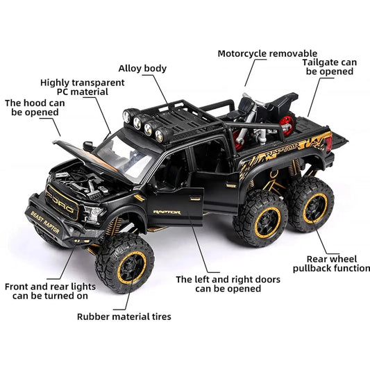 Ford F-150 Raptor 6X6 pickup truck 1:24 Diecast Scale Model