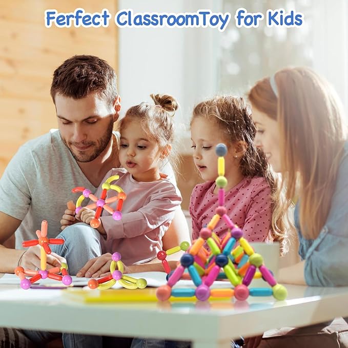 Premium 64 Magnetic Building Stick For Kids Early Learning & Development