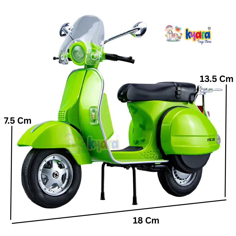 PX125 1:10 Scooter Model with Sound and Light Front-wheel Steering Ornament Decorate Metal Model Motorcycle Alloy Model