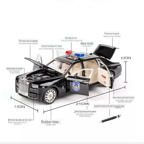 Rolls-royce Phantom Police 1:24 Diecast Scale Model Car