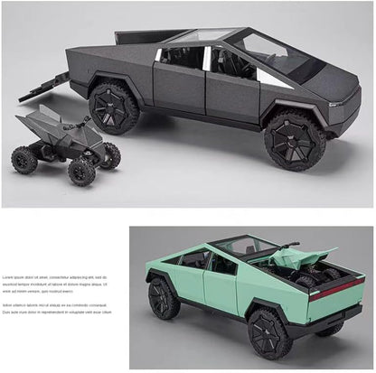 Tesla Cyber Truck Pick-up Trailer Camper 1:24 Diecast Scale Model Car