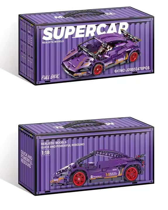 Purple Lambo 1:18 Scale Racing Pull-Back Supercar Building Blocks Set