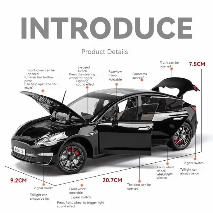 Tesla Model 3 Scale Model 1:24 Diecast Scale Model Car