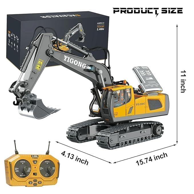 RC Excavator JCB Toy 11 Channel RC 1:20 Scale 2.4Ghz Construction Vehicles