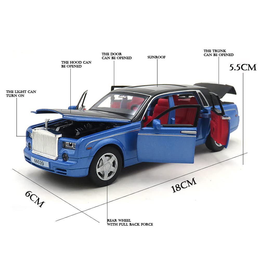 Rolls Royce Phantom Blue-Balck Scale Model Diecast Metalcar - All Size
