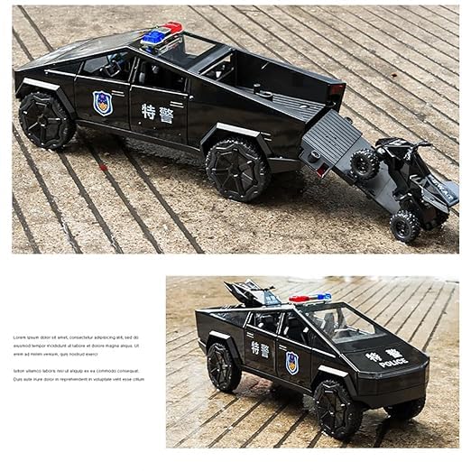 Tesla Cyber Police Truck 1:24 Diecast Scale Model Car