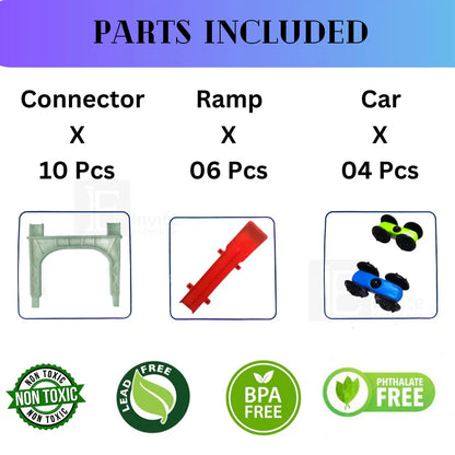 RACER RAMP RACING TOY WITH 4 CARS, 6 RAMPS AND RACER TRACK FOR 1, 2, 3 TODDLERS, AND ABOVE AGE BOYS & GIRLS – EDUCATIONAL AND RELAXING TOYS VEHICLE FOR KIDS TOYS【ISI APPROVED】