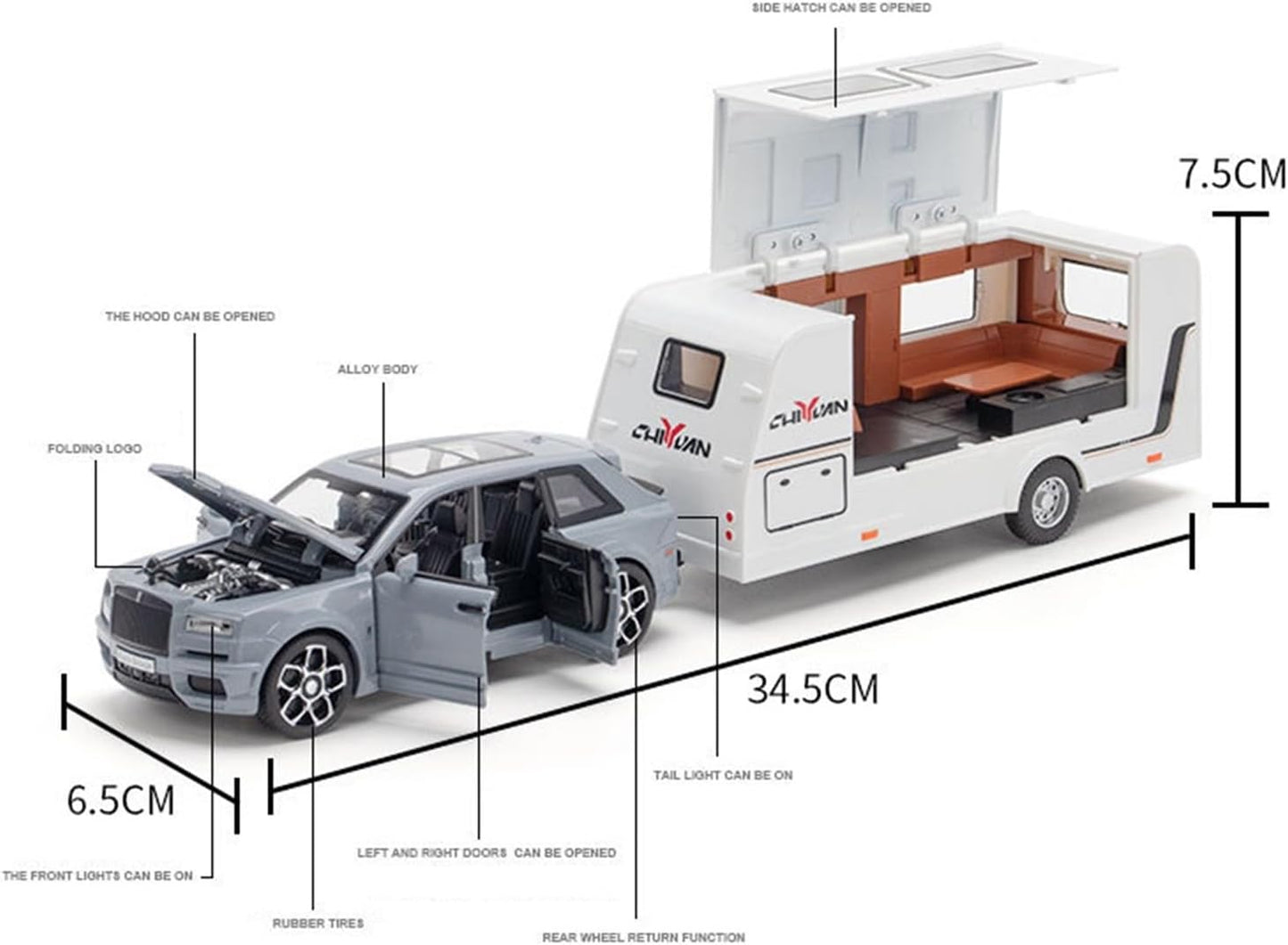 Rolls Royce Cullinan Trailer 1:24 Diecast Scale Model Car