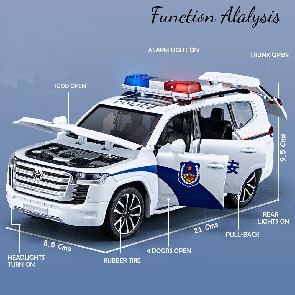 Toyota Land Cruiser LC300 Police Car 1:24 Diecast Scale Model Car