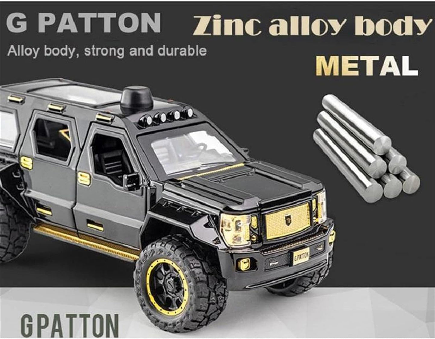 G-Patton Military Metal Toy Car 1:24 Diecast Scale Model