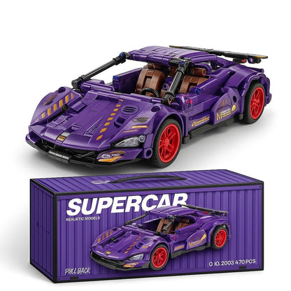 Purple Lambo 1:18 Scale Racing Pull-Back Supercar Building Blocks Set