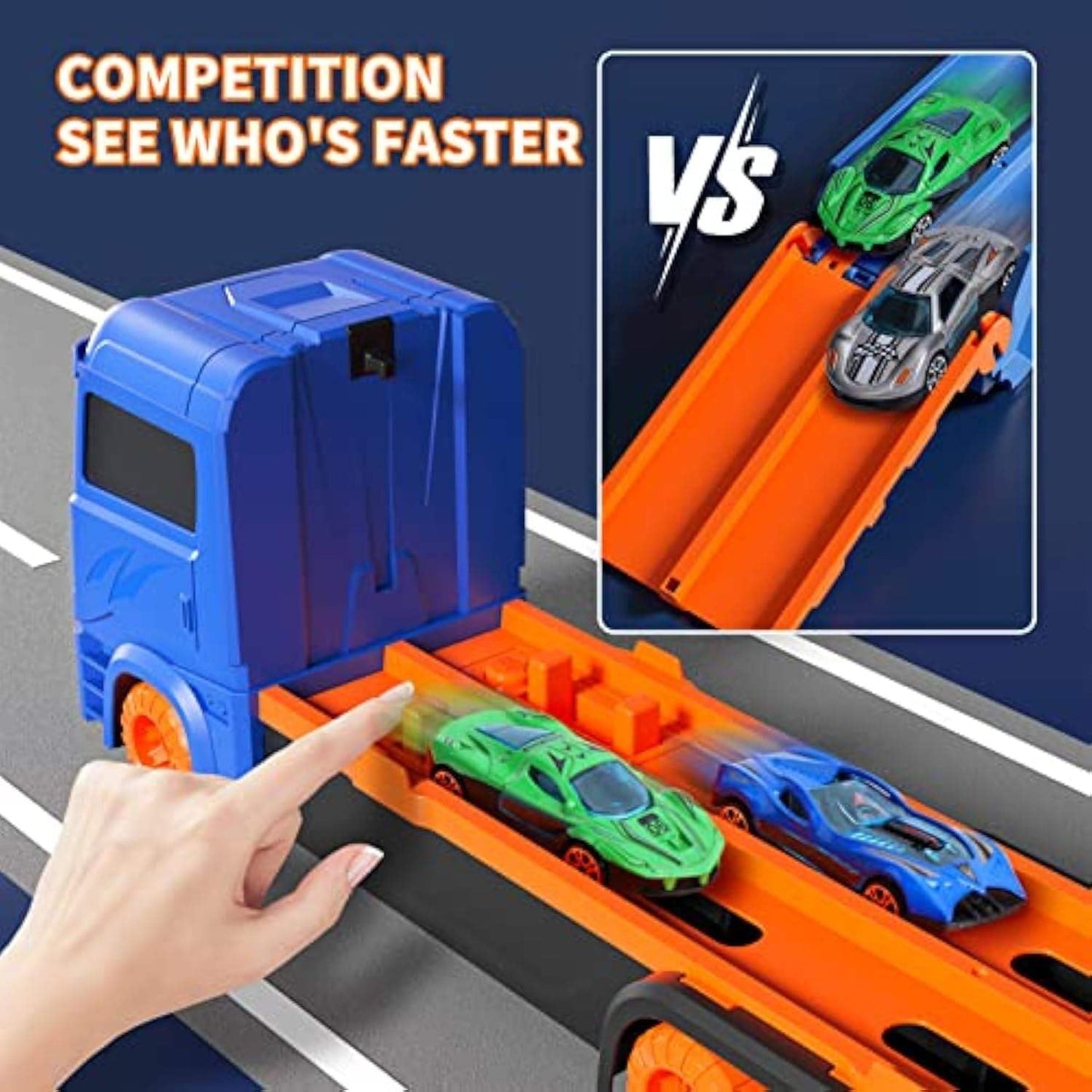 Transport Truck Pull Back Racing Car Carrier Toy Set