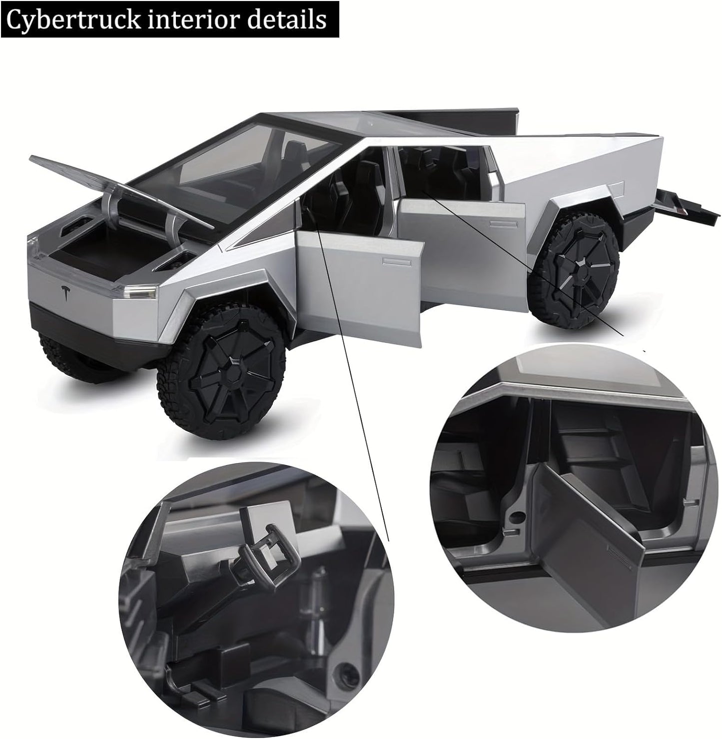 Tesla Cyber Truck Pick-up Trailer Camper 1:24 Diecast Scale Model Car