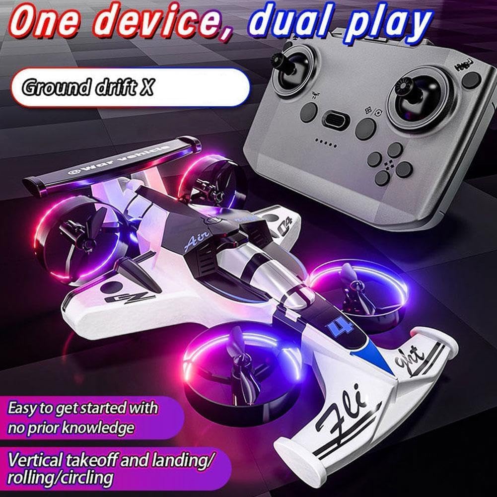 2-in-1 RC Drone And Stunt Car Designed For Land And Air Operation.