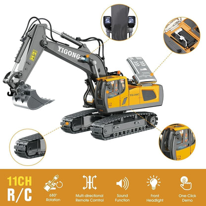 RC Excavator JCB Toy 11 Channel RC 1:20 Scale 2.4Ghz Construction Vehicles