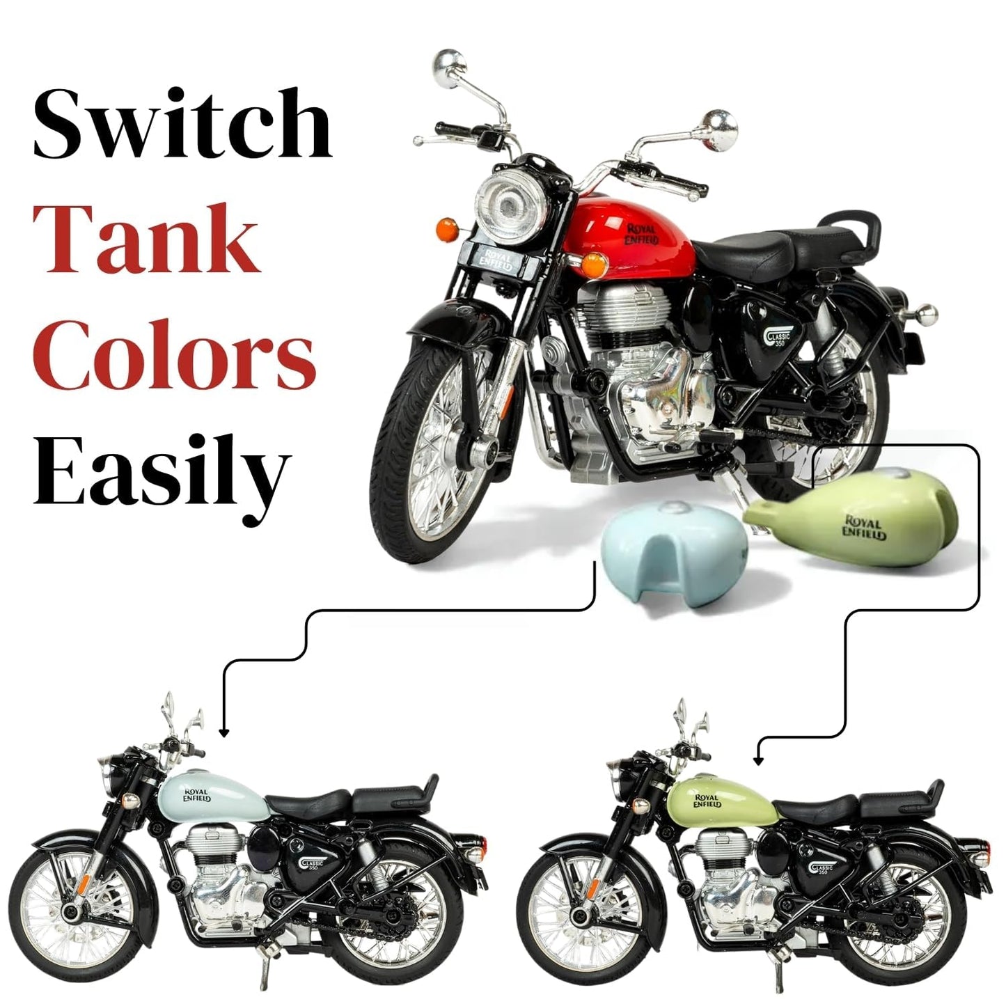 Royal Enfield 1:15 Scale Diecast Motorcycle Model Toy