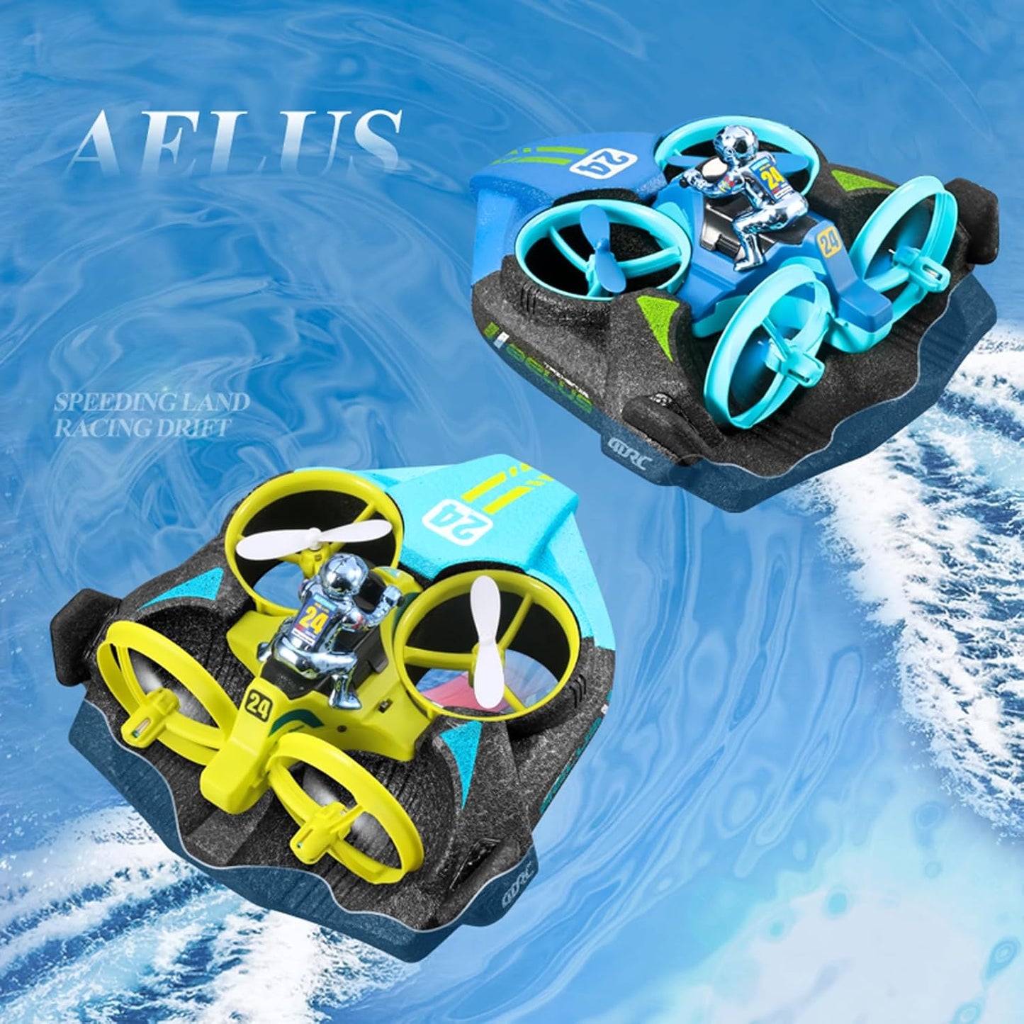 4DRC V24  3-in-1 Remote Control Hovercraft, Drone, and Race Car Water and Sky