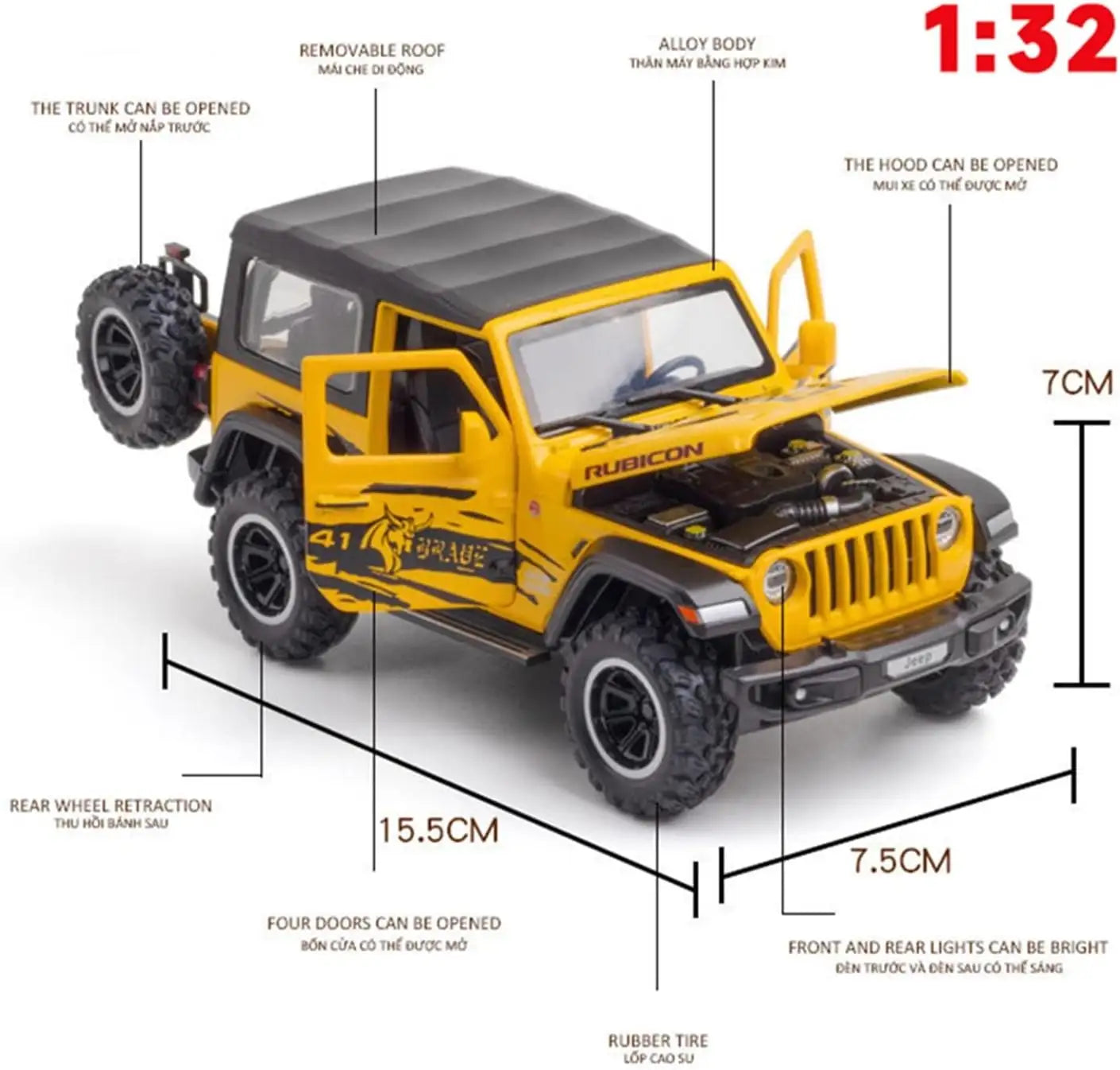 Jeep Wrangler Rubicon Thar 1:24 Diecast Scale Model Car