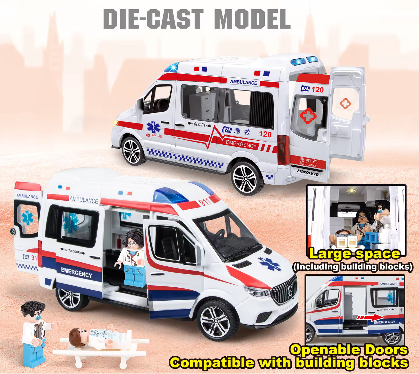 Mercedes Benz Ambulance Van 1:24 Diecast Scale Model Car