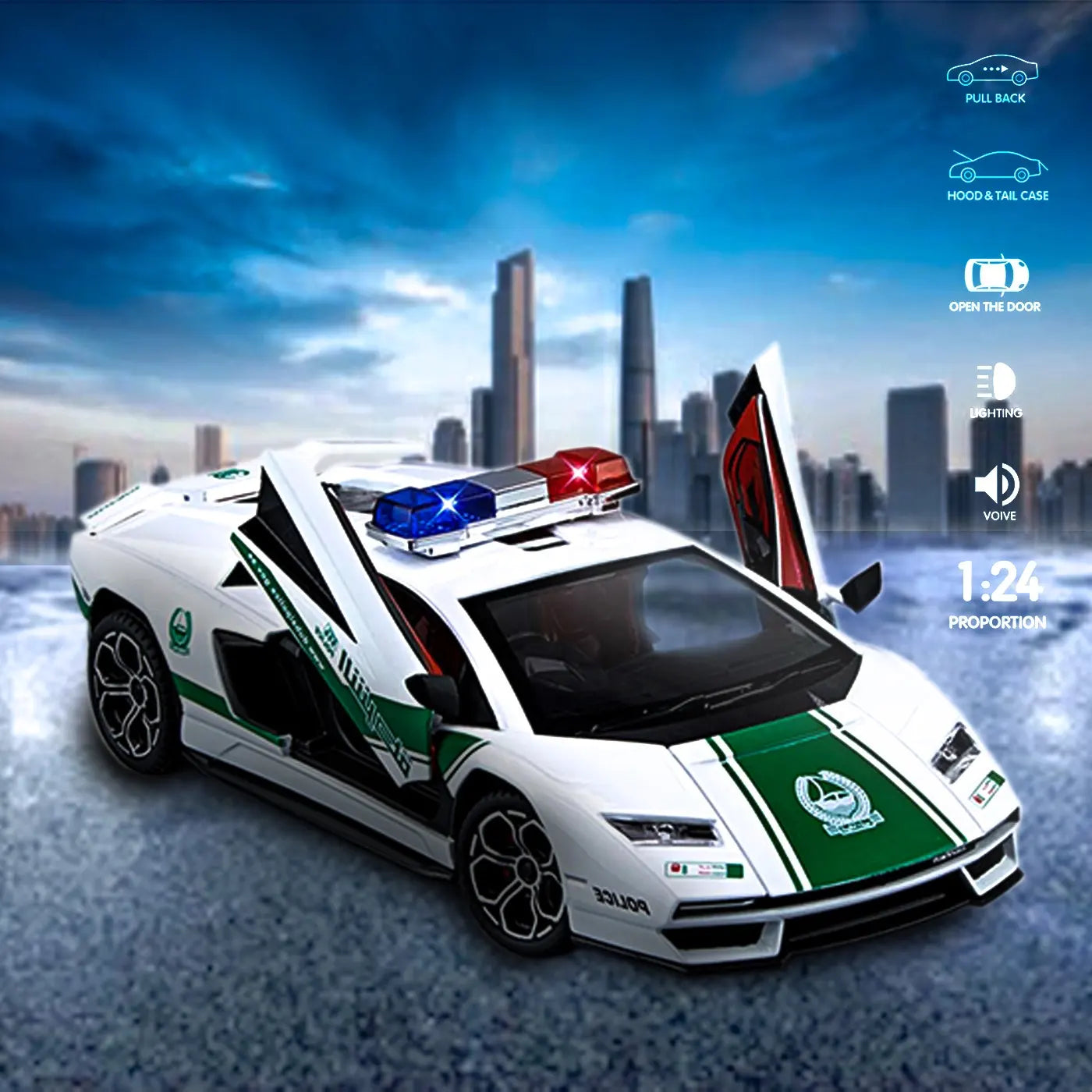 Lamborghini 800 Police 1:24 Diecast Scale Model Car