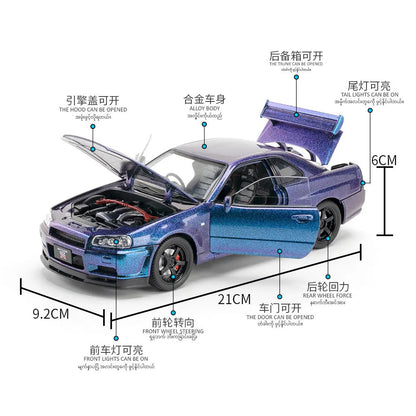 Nissan Skyline R34 GT-R 1:24 diecast scale model car