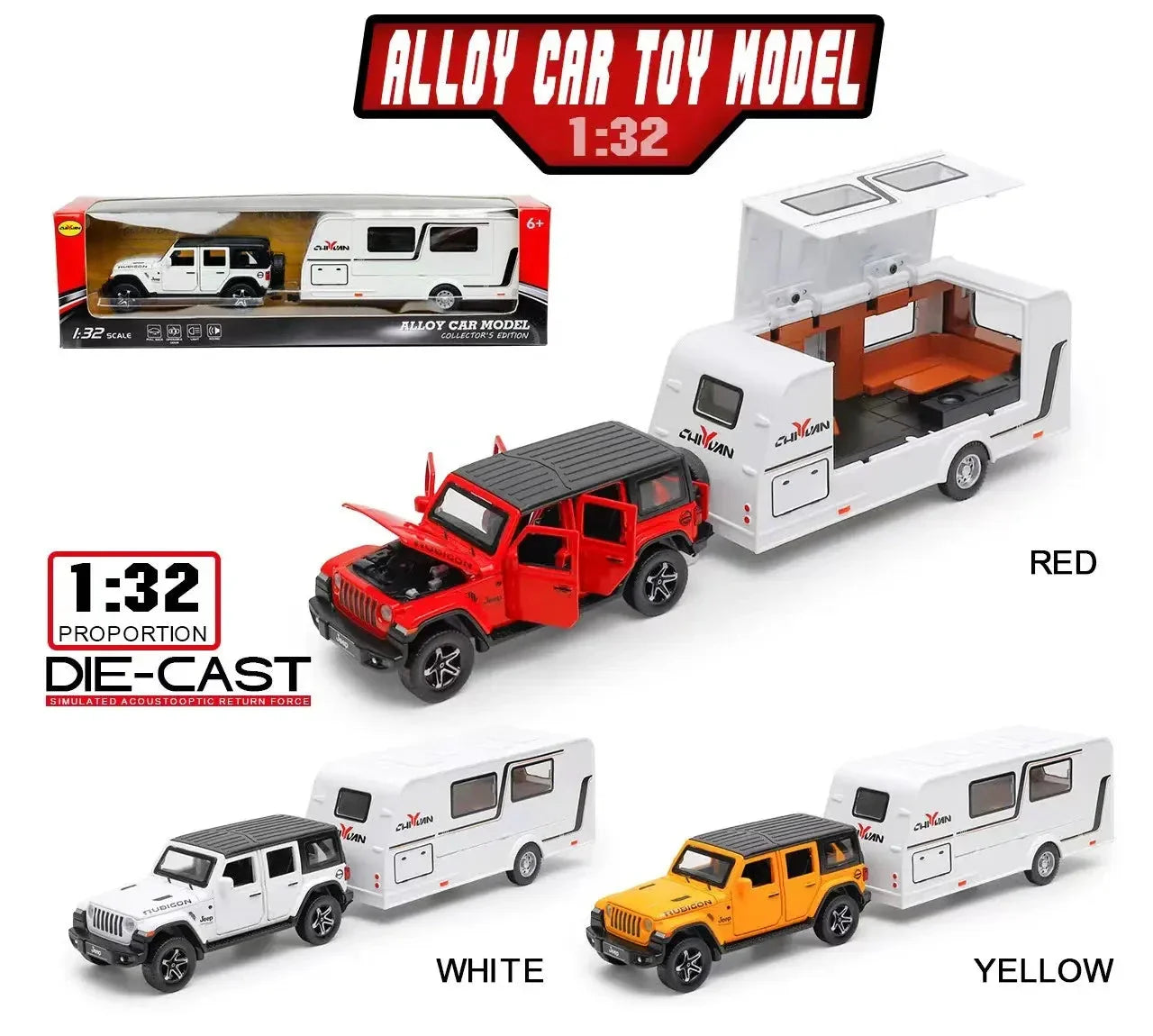 Wrangler Jeep Rubicon Trailer 1:24 Diecast Scale Model Car