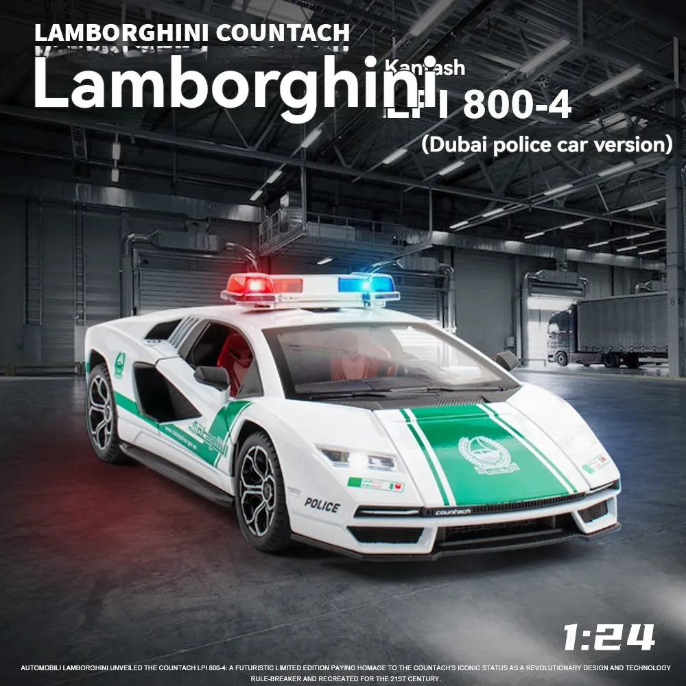 Lamborghini 800 Police 1:24 Diecast Scale Model Car