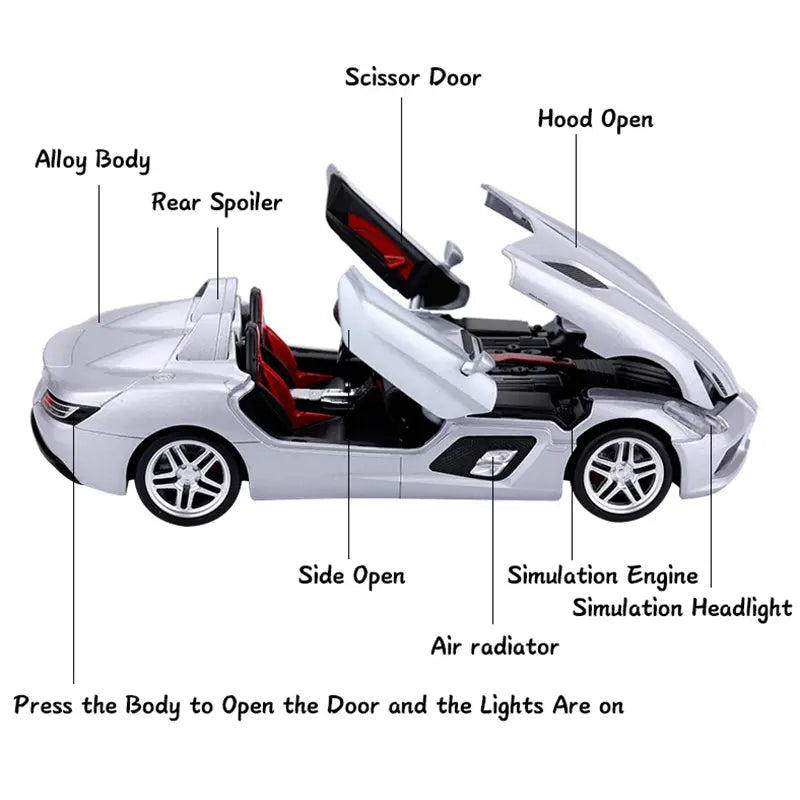 Mercedes-benz Slr Stirling Convertible Sports 1:24 Diecast Scale Model Car