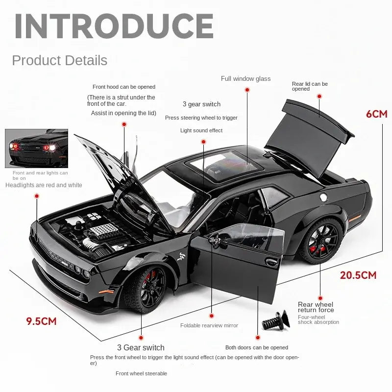Dodge Challenger SRT Hellcat 1:24 Diecast Scale Model Car