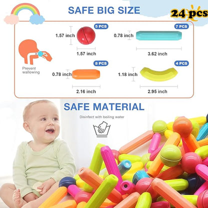 Premium 64 Magnetic Building Stick For Kids Early Learning & Development
