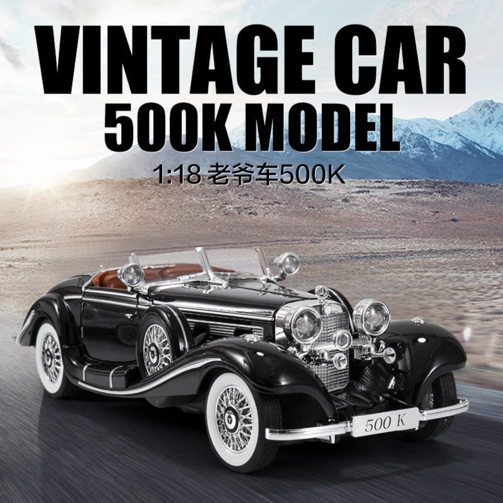Vintage 1936 Mercedes Benz 500K 1:18 Roadster diecast scale model car collectible