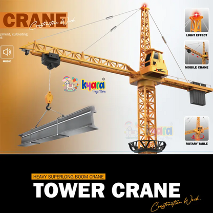 1/8 Alloy Engineering Tower Slewing Crane 2.4G RC Hammer-head Cranes Engineering Construction Model Toy With Light & Sound