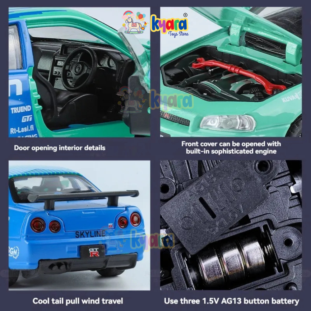 Nissan Skyline GT-R R34 Sport Racing 1:24 Diecast Scale Model Car