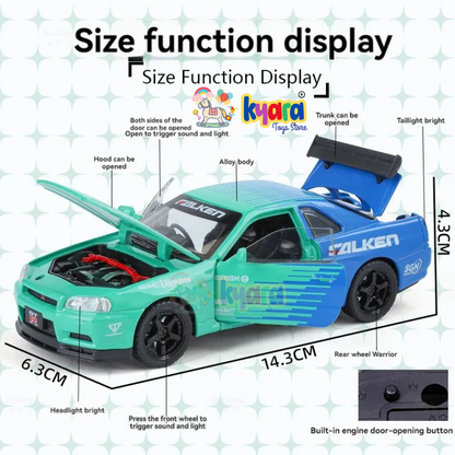 Nissan Skyline GT-R R34 Sport Racing 1:24 Diecast Scale Model Car