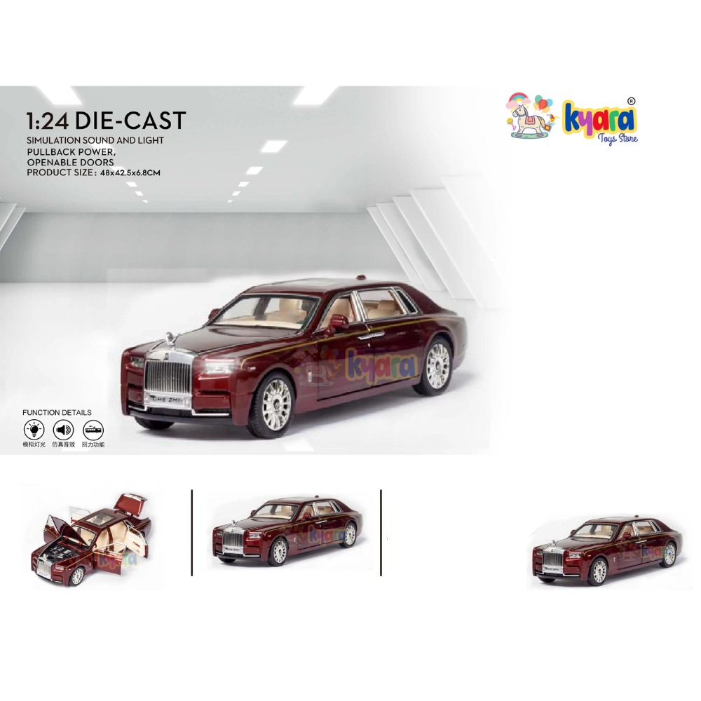 Rolls Royce Phantom Maroon 1:24 Diecast Scale Model Car