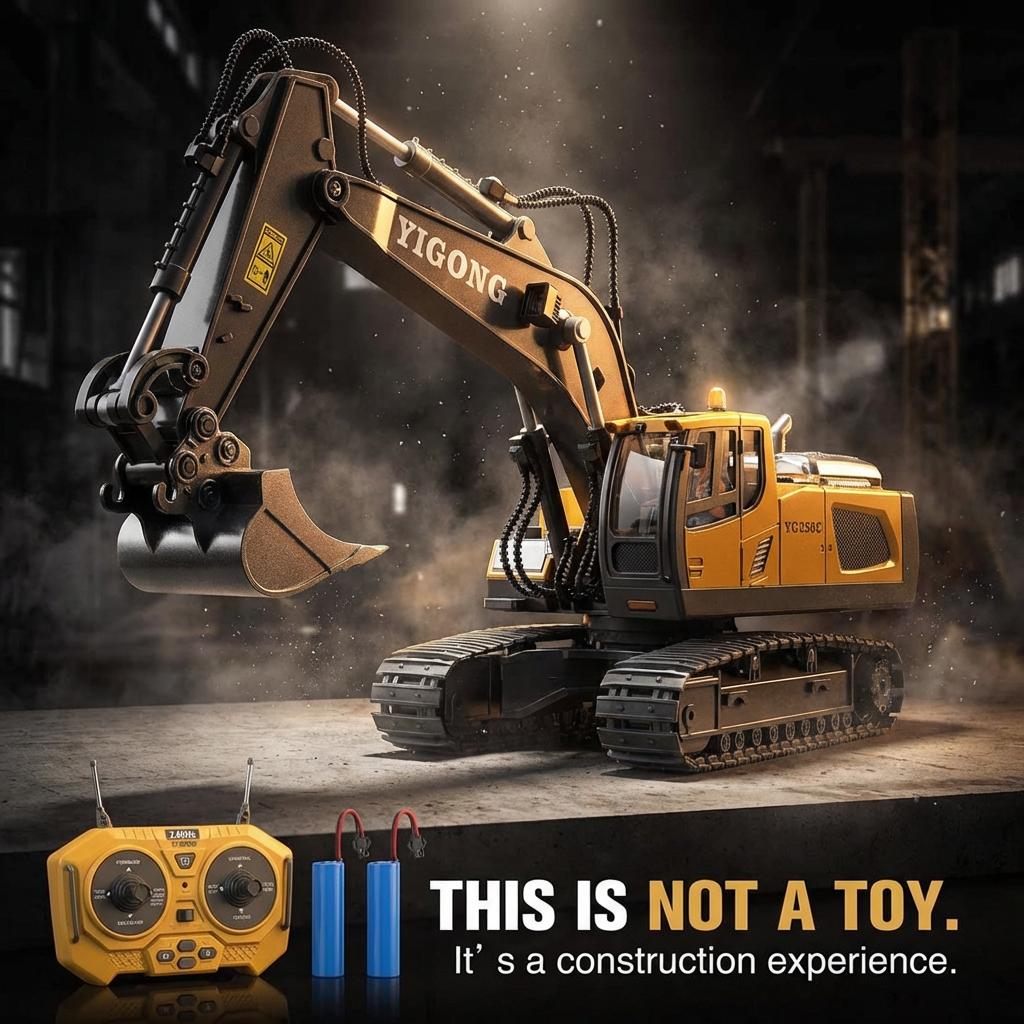 RC Excavator JCB Toy 11 Channel RC 1:20 Scale 2.4Ghz Construction Vehicles