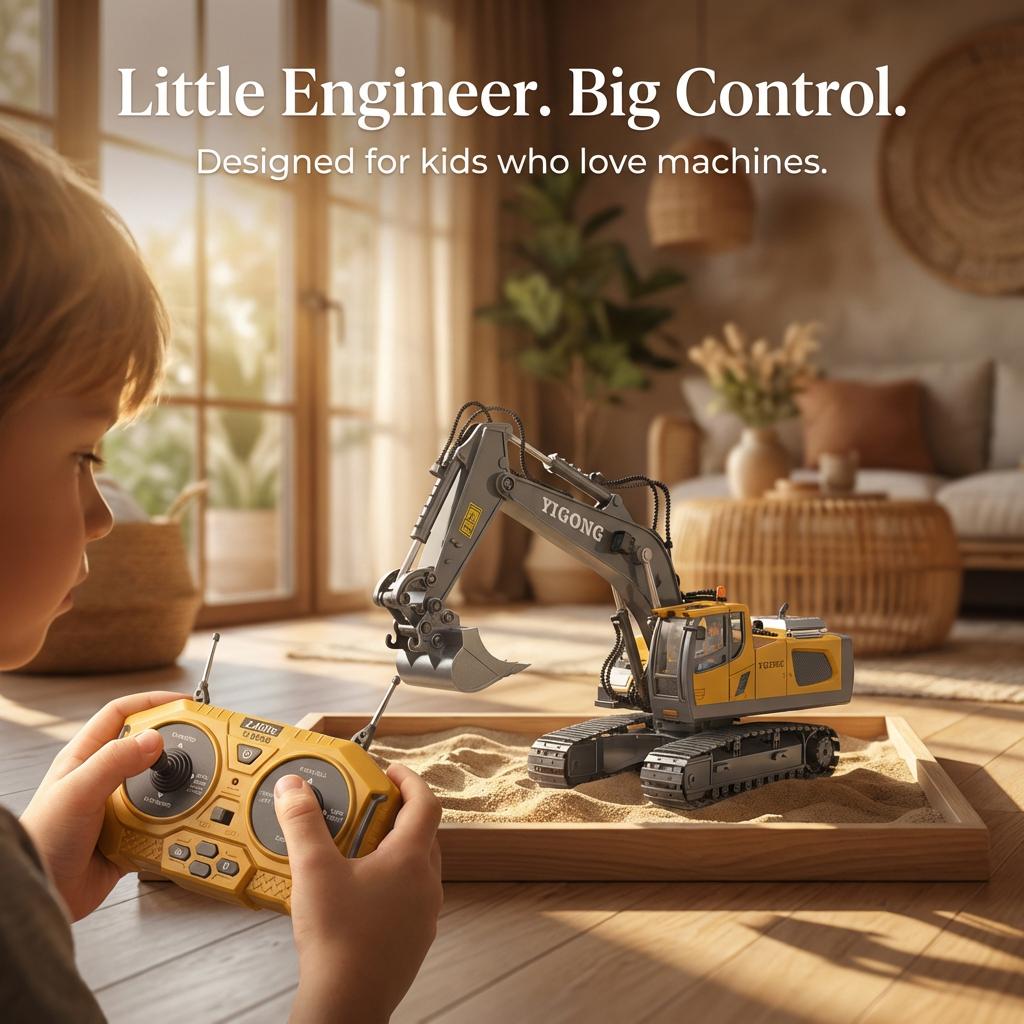 RC Excavator JCB Toy 11 Channel RC 1:20 Scale 2.4Ghz Construction Vehicles
